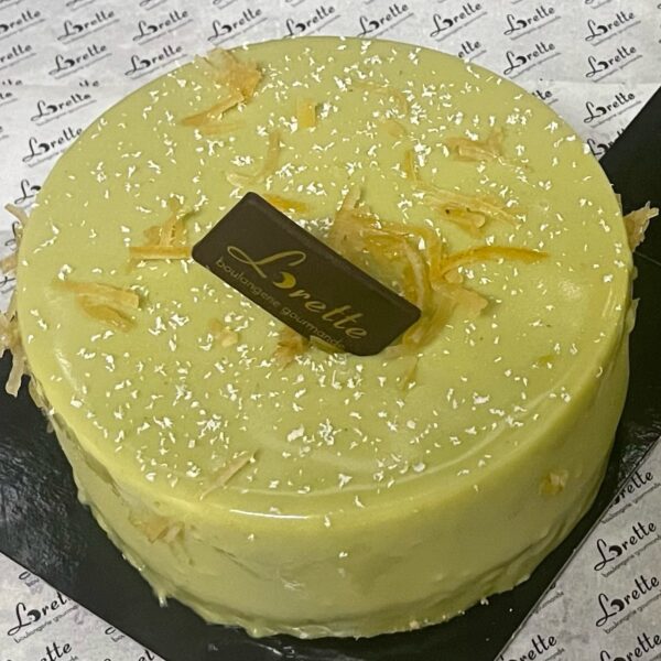 Entremets au citron yuzu et thé matcha de Lorette, boulangerie artisanale à Paris