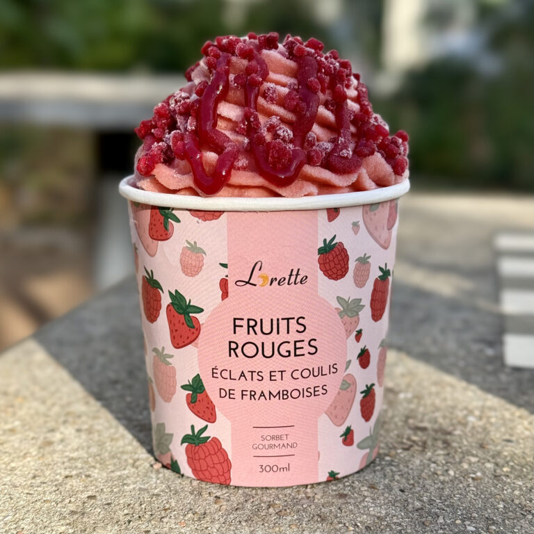 Pot de sorbet fruits rouges